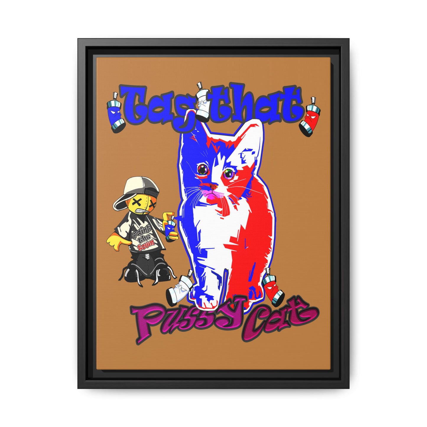 tag that - framed canvas art (light brown)
