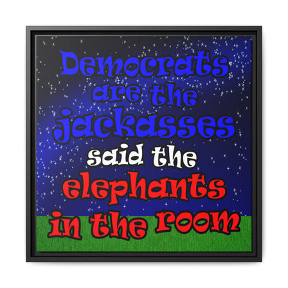 donkeys and elephants - framed canvas art ('snoops' background)