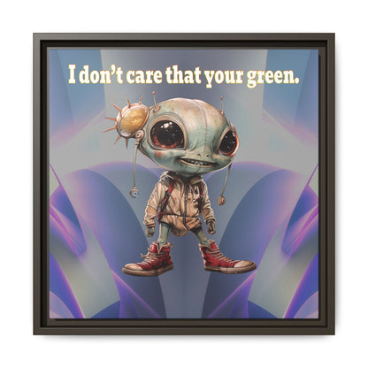 I don't care that your green - framed canvas art (grey-pink wave)