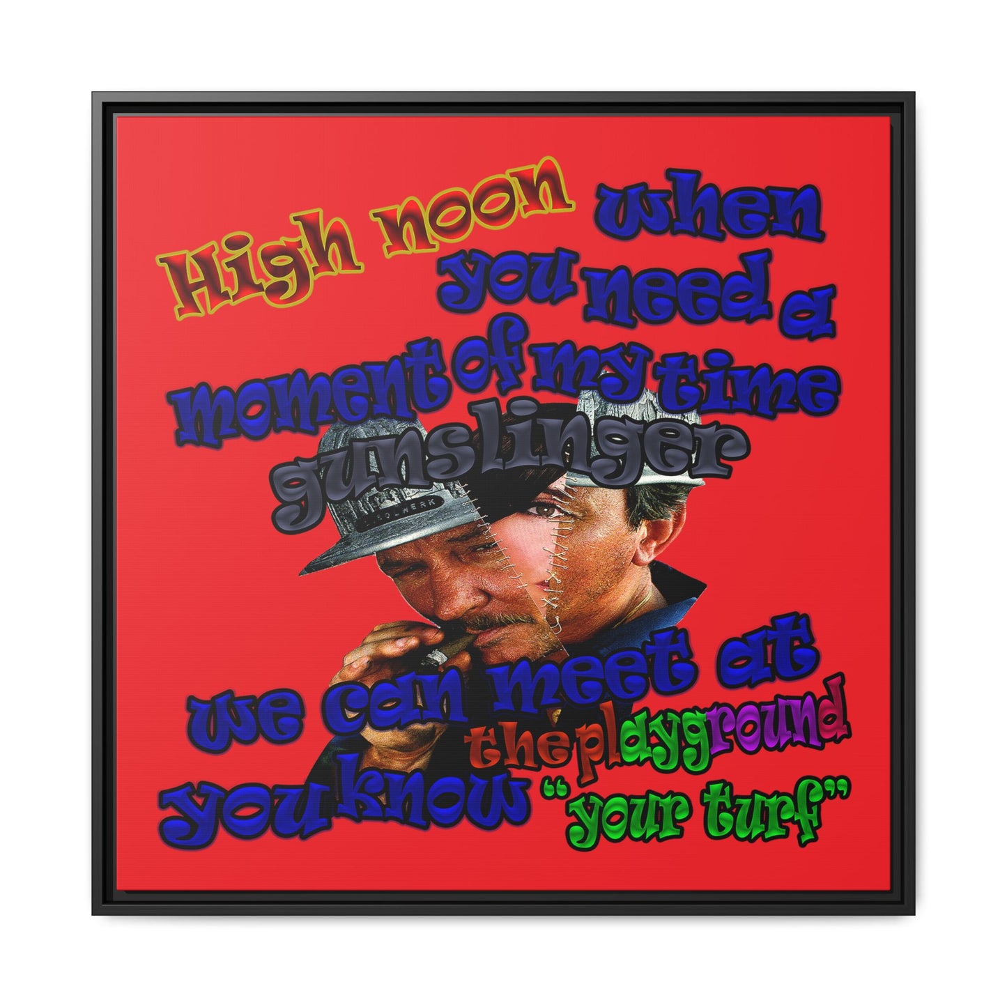 high noon - framed canvas art (red)