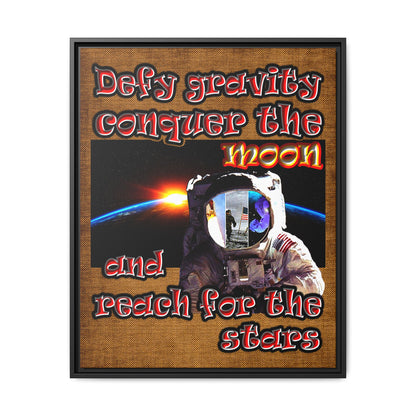 defy conquer reach - framed canvas art (brown papyrus)