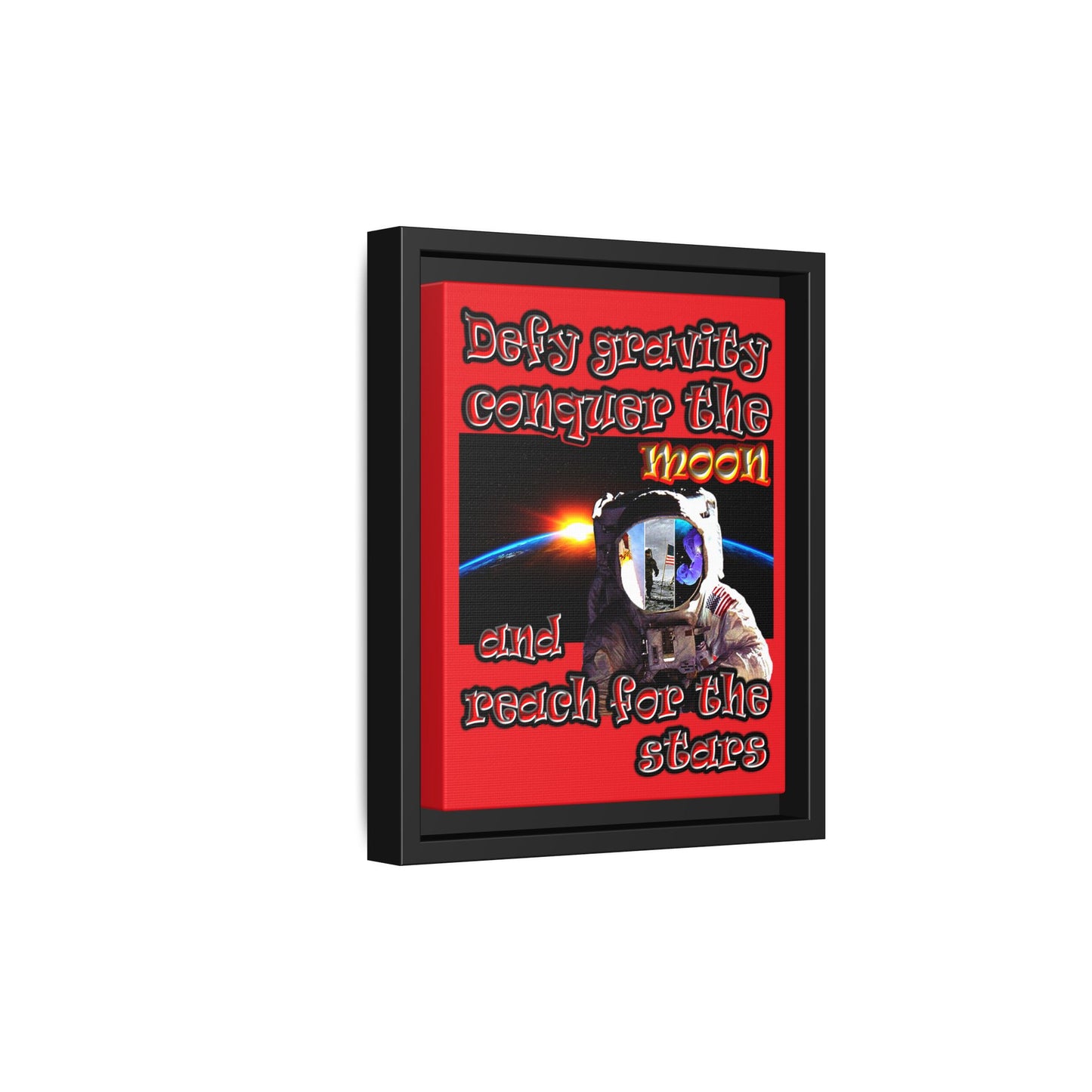 defy conquer reach - framed canvas art (red)