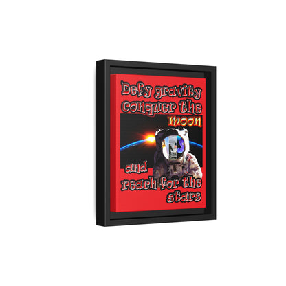 defy conquer reach - framed canvas art (red)