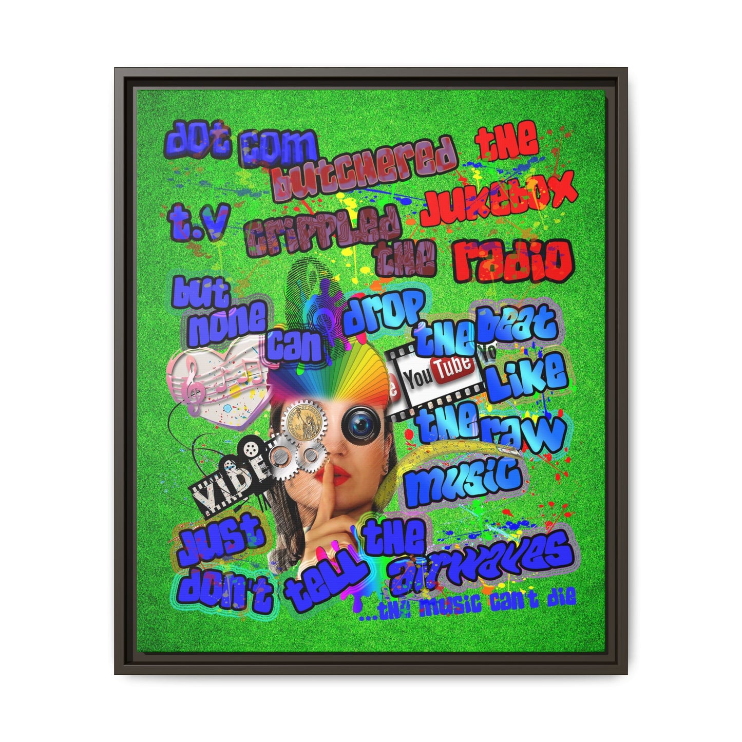 drop the beat - framed canvas art (green turf)