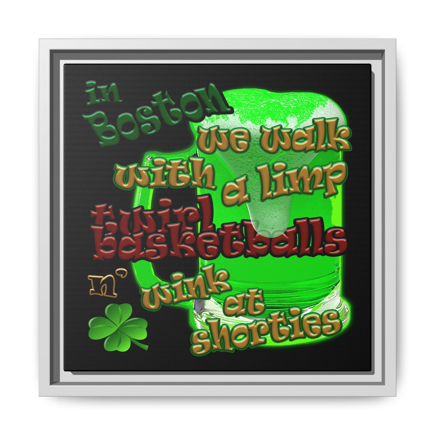 celtics logo - framed canvas art (black)