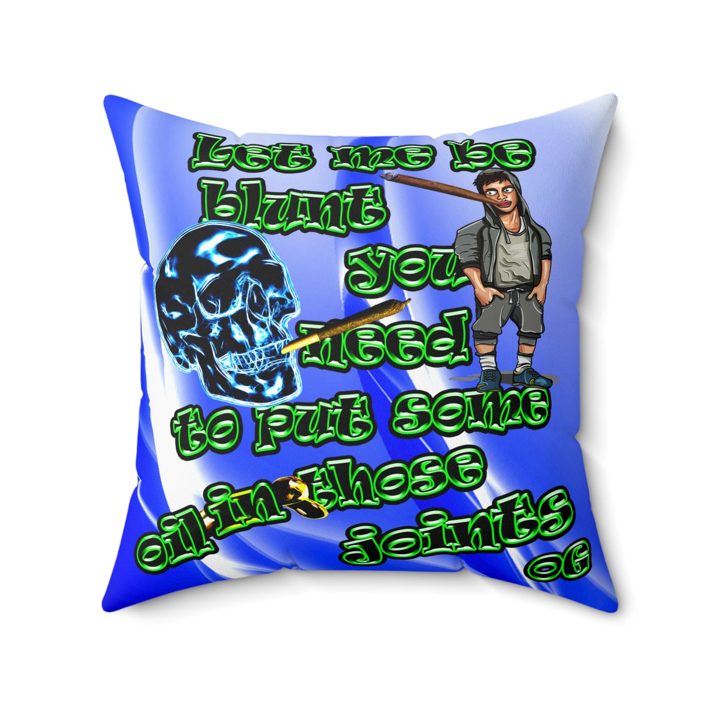 og - Spun Polyester Square Pillow - (blue-white wave)