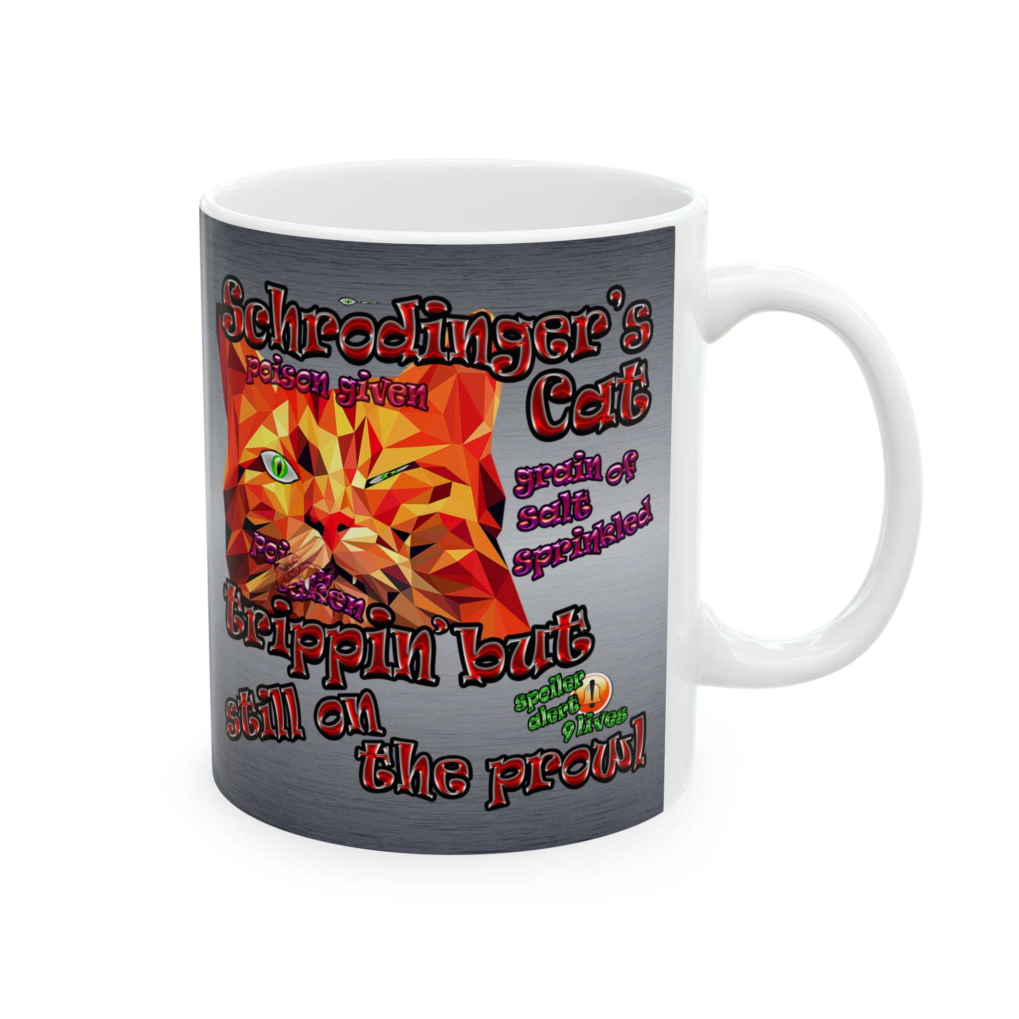 schrodinger's cat - White Mug (brushed nickel)