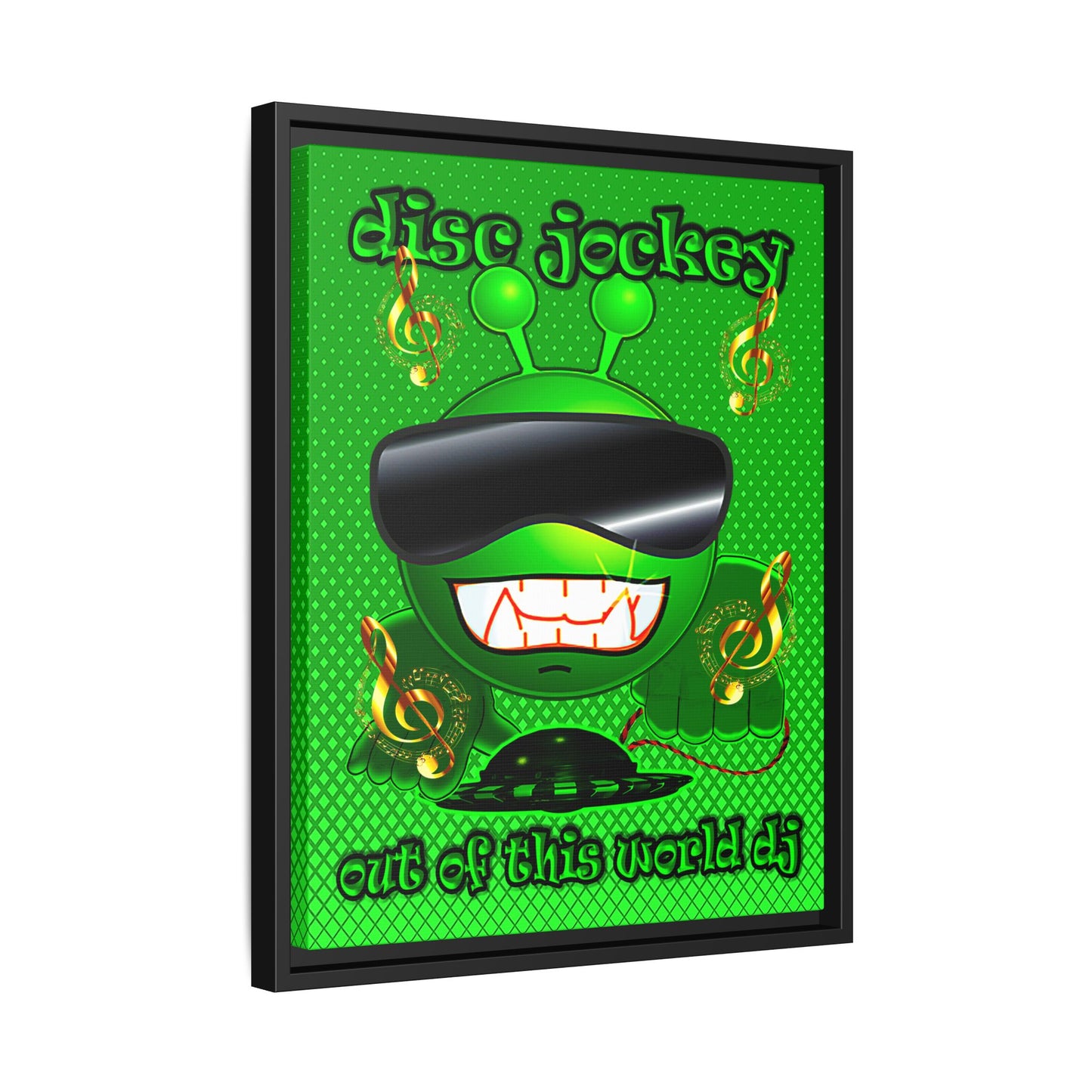 disc jockey - framed canvas art (logo green)
