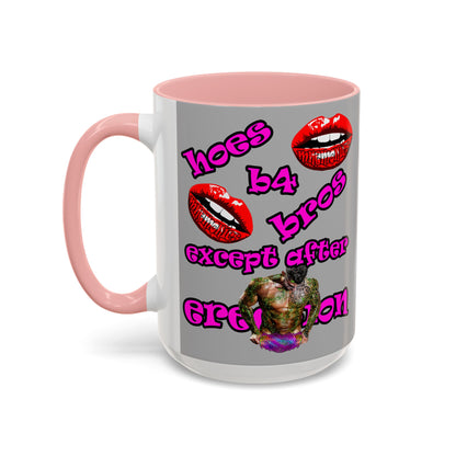 hoes b4 bros - Accent Mug (light grey)
