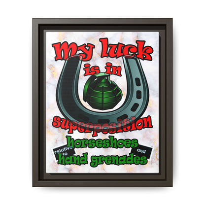 my luck - framed canvas art (white marble)