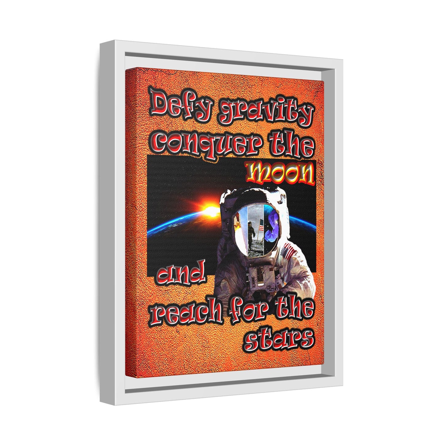 defy conquer reach - framed canvas art (burnt orange)