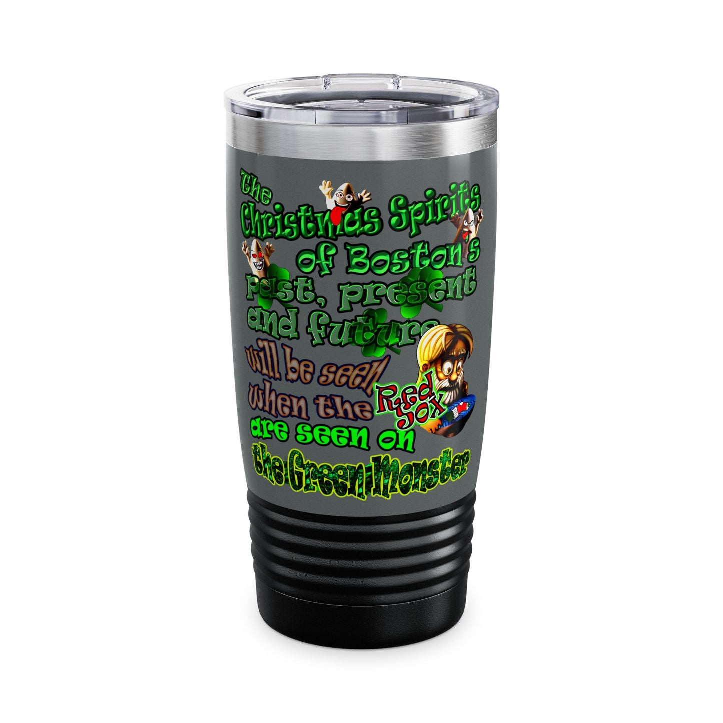 christmas spirits of boston - Ringneck Tumbler, 20oz (dark grey)