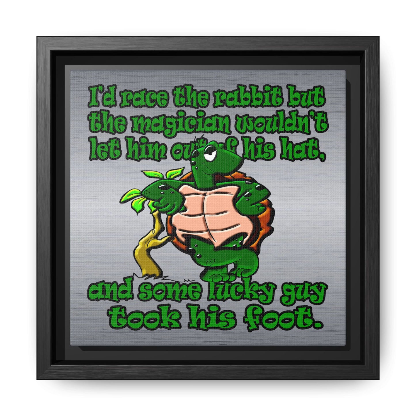 turtle race - framed canvas art (brushed nickel)