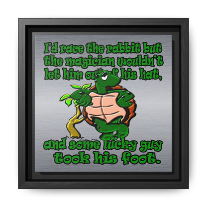 turtle race - framed canvas art (brushed nickel)