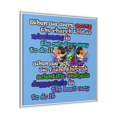 doggystyle - framed canvas art (light blue)