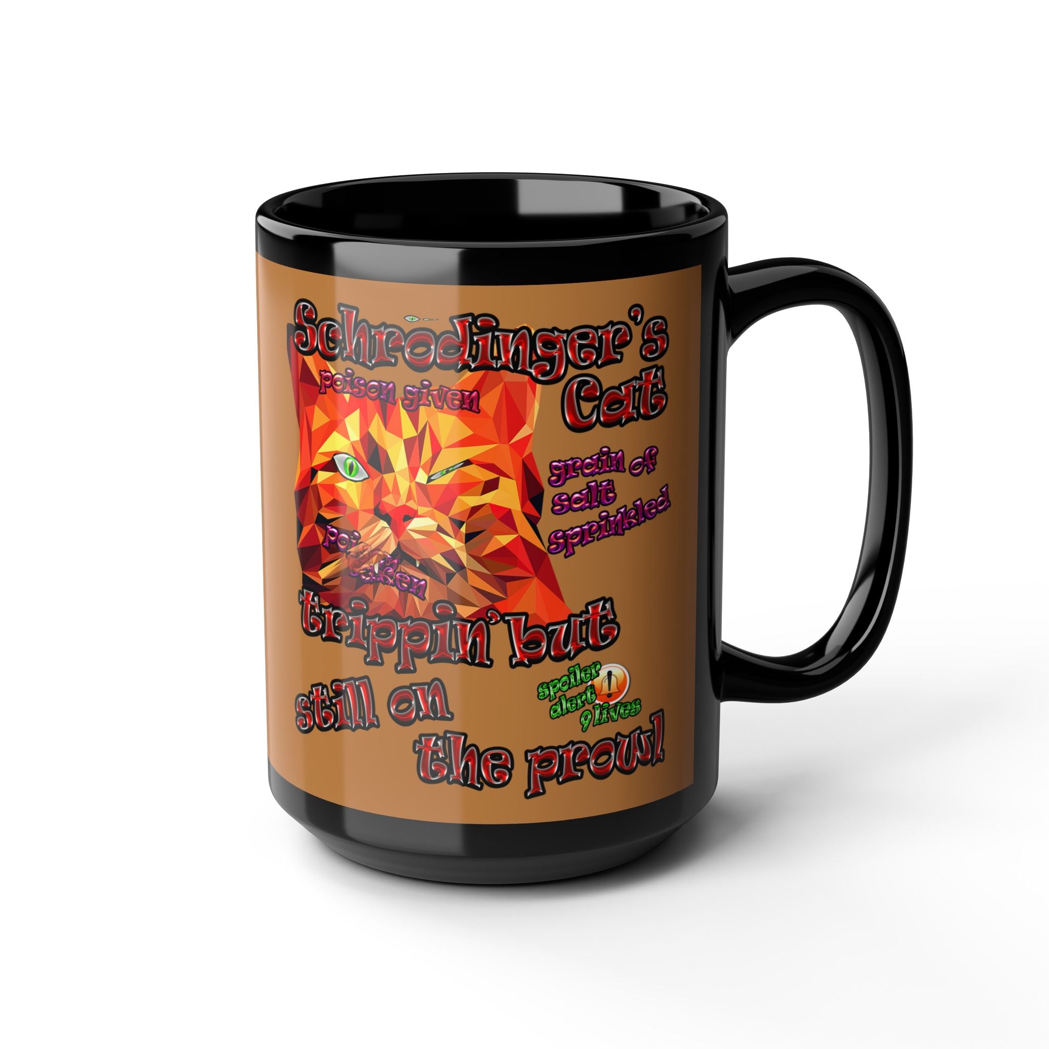 schrodinger's cat - Black Mug (light brown)
