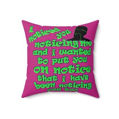 noticed you noticing - Faux Suede Square Pillow - (pink)