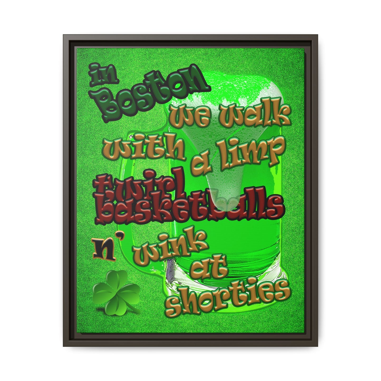 celtics logo - framed canvas art (green turf)
