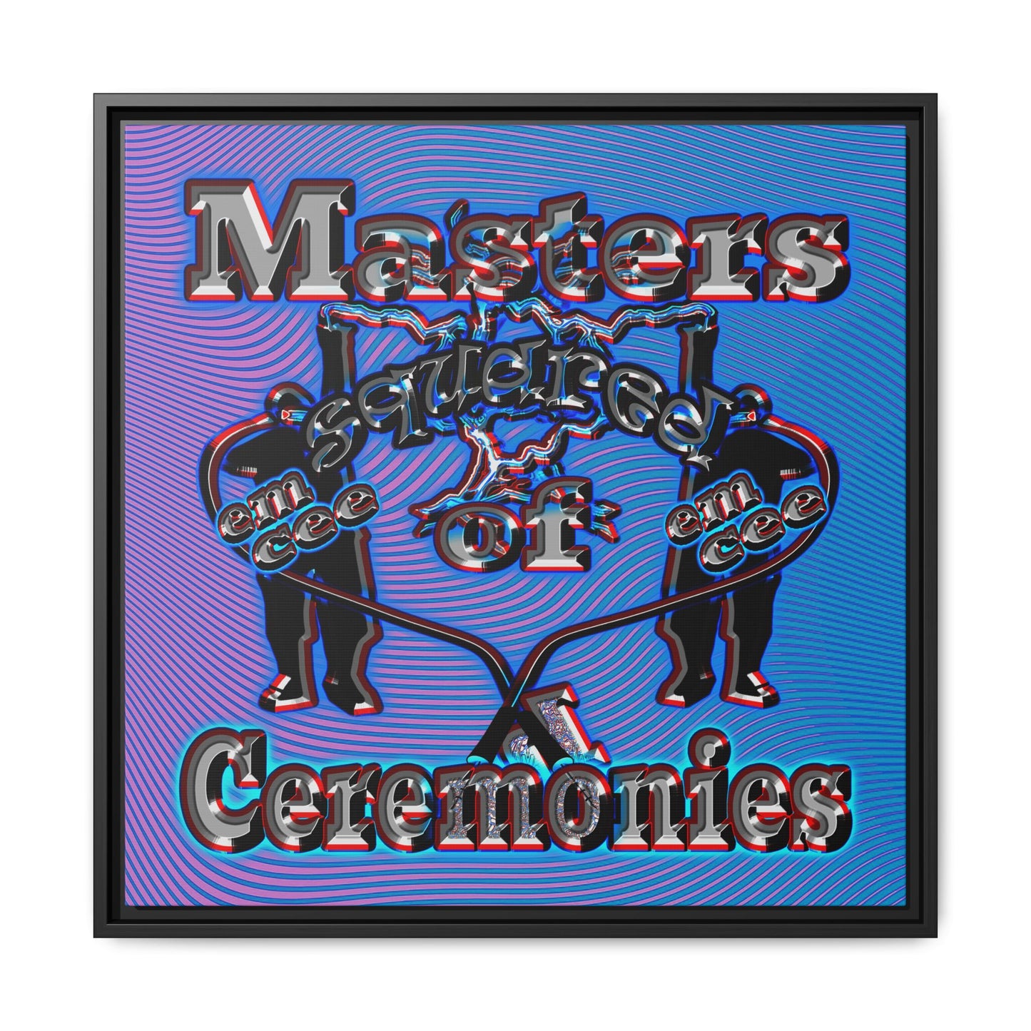 em cee squared - framed canvas art (light blue-purple wave)