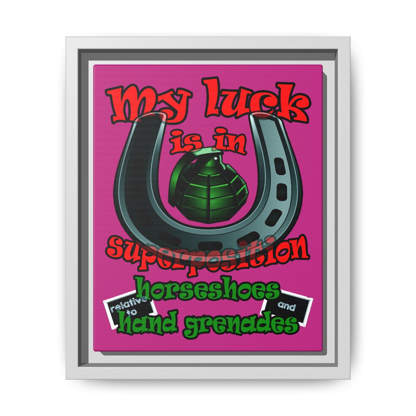 my luck - framed canvas art (pink)