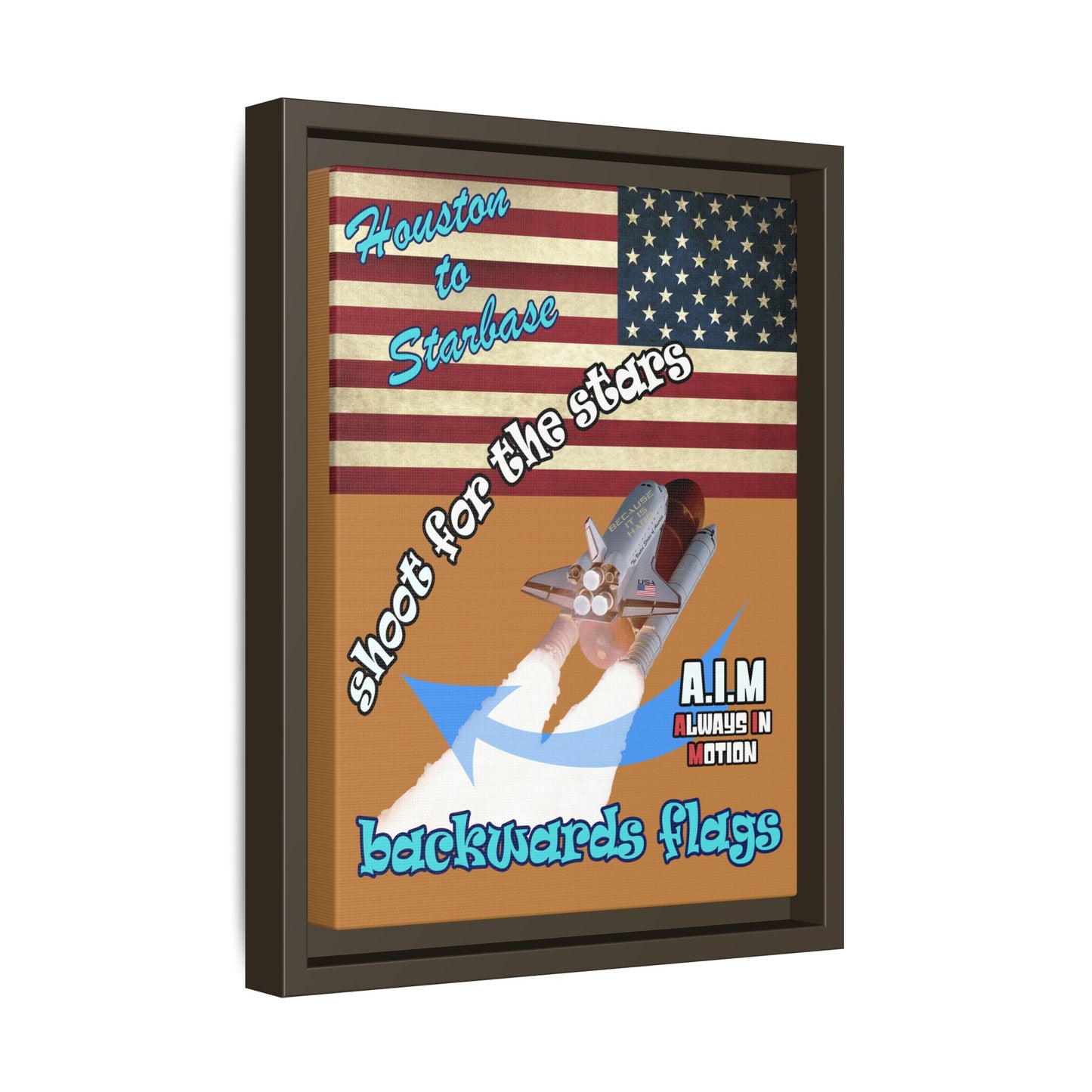 shoot for the stars - framed canvas art (light brown)