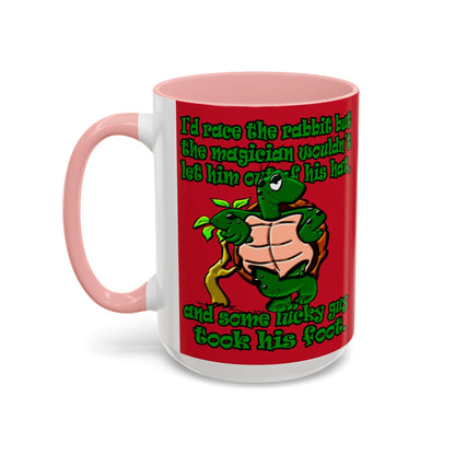 turtle race - Accent Mug (dark red)