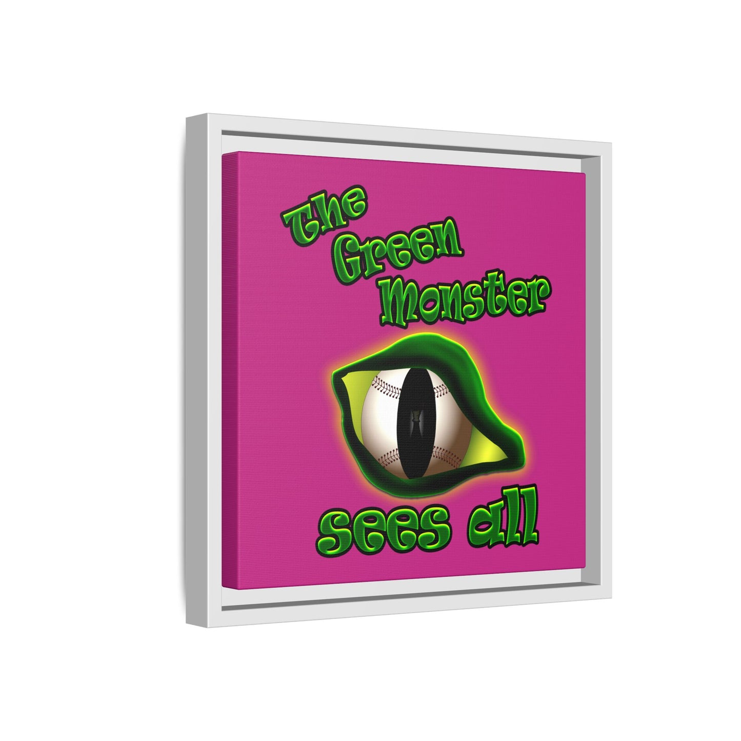 green monster - framed canvas art (pink)