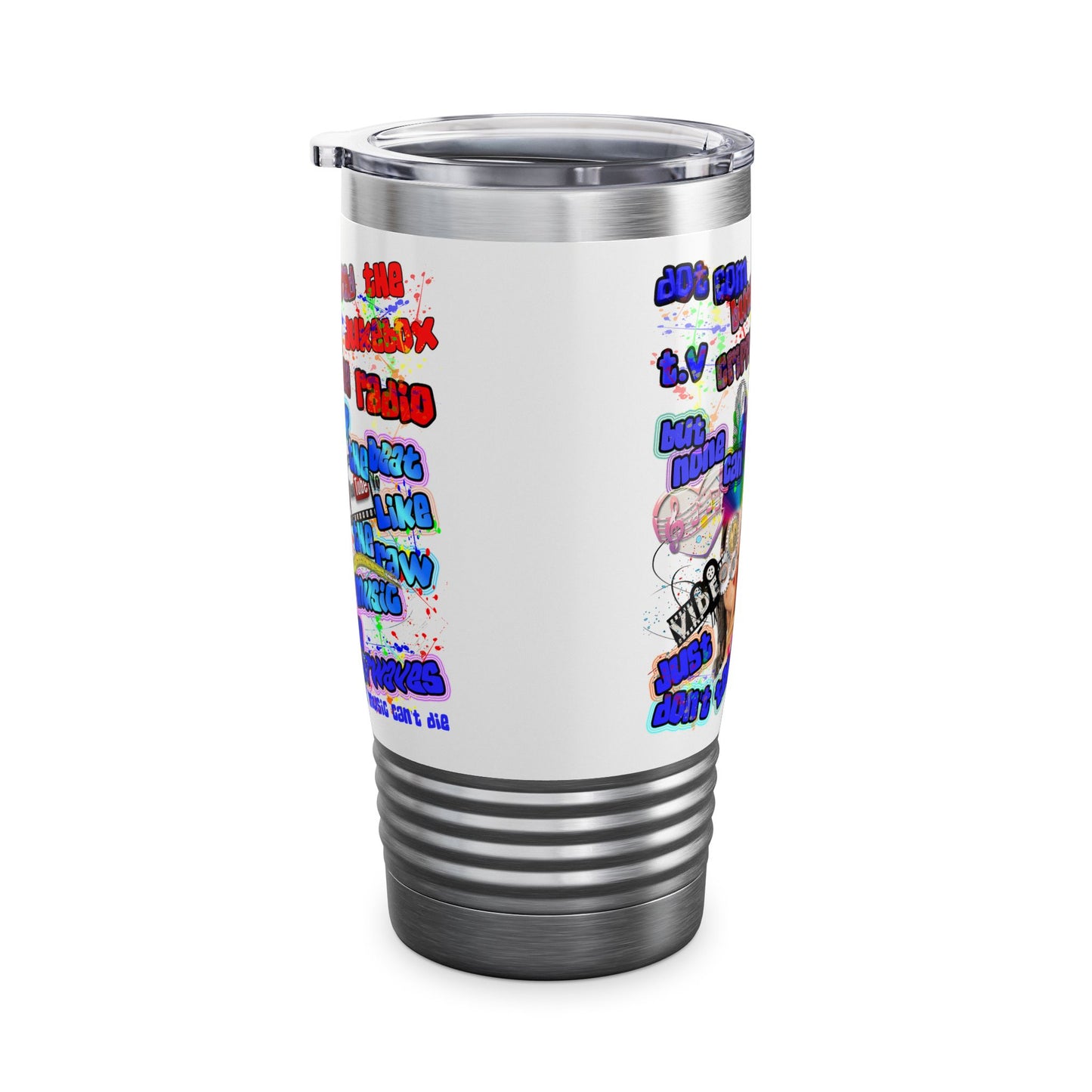 drop the beat - Ringneck Tumbler, 20oz (white)