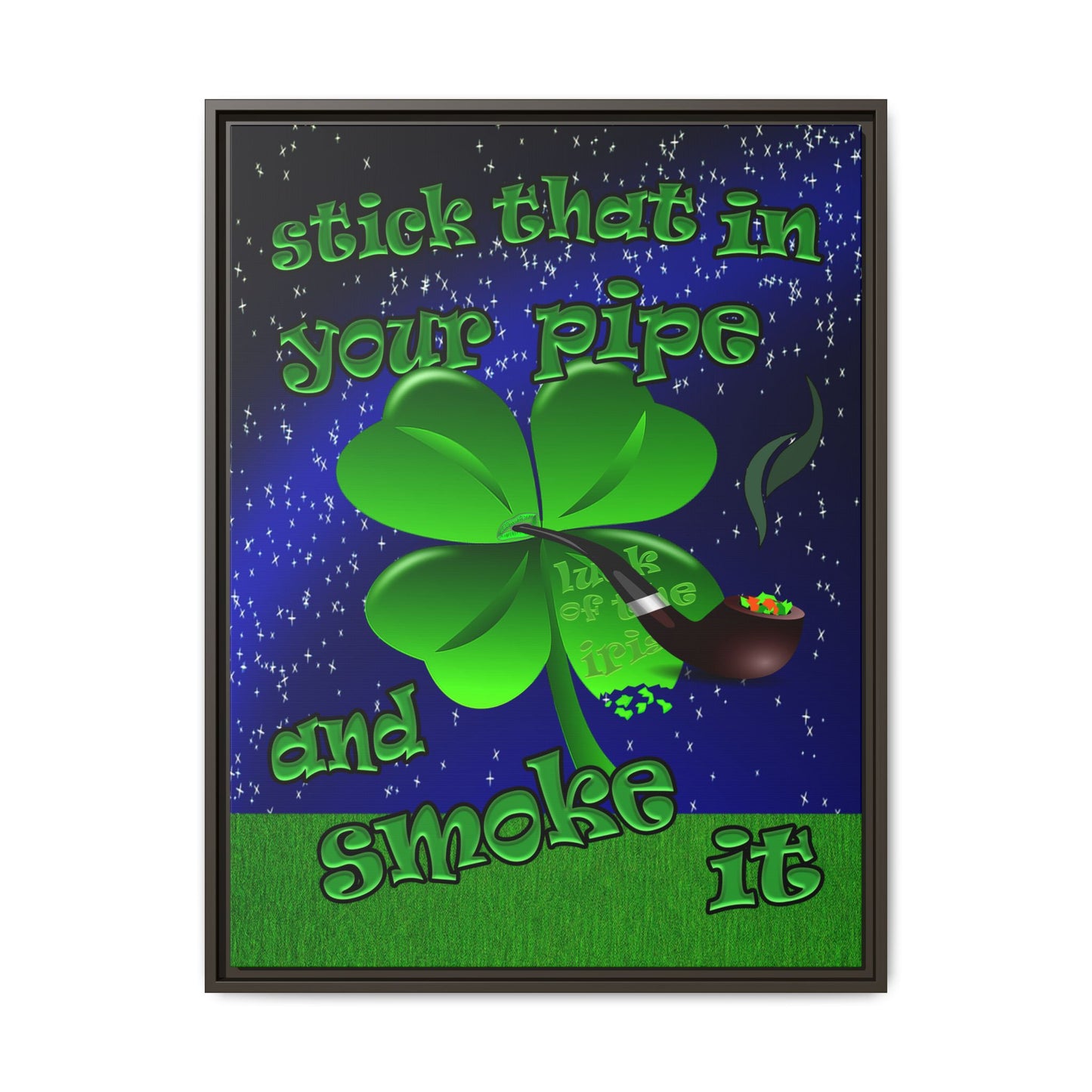 stick that in your pipe and smoke it - framed canvas art ('snoops' background)