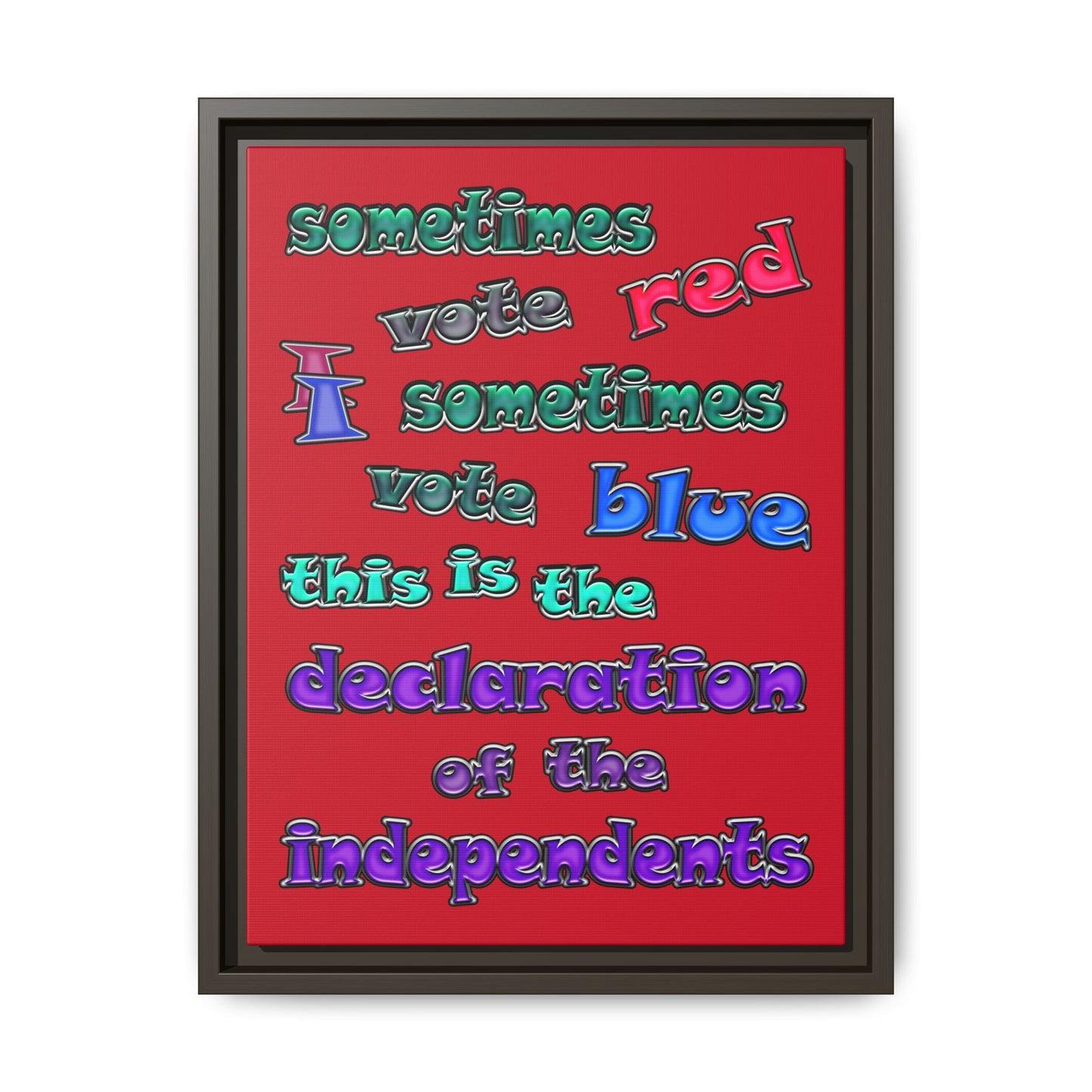 declaration of the independents - framed canvas art (dark red)
