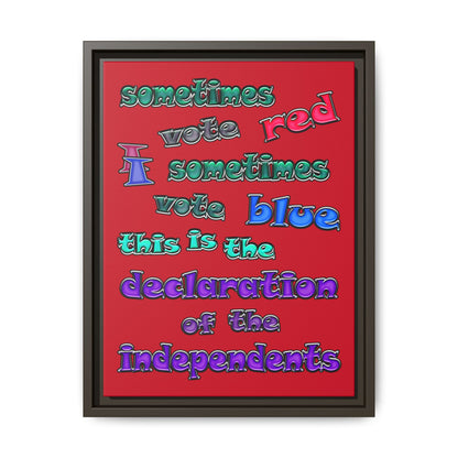 declaration of the independents - framed canvas art (dark red)