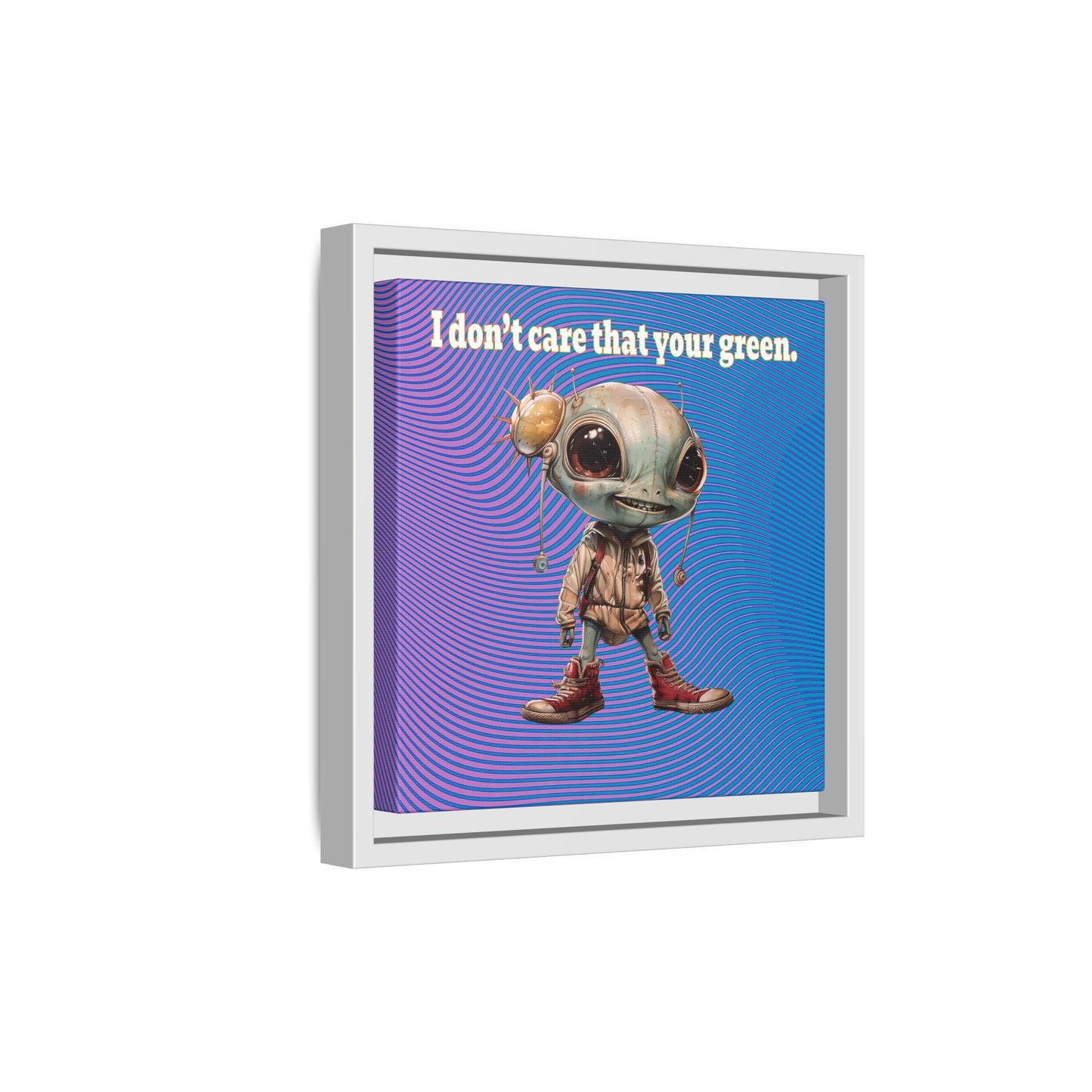I don't care that your green - framed canvas art (light blue-purple wave)