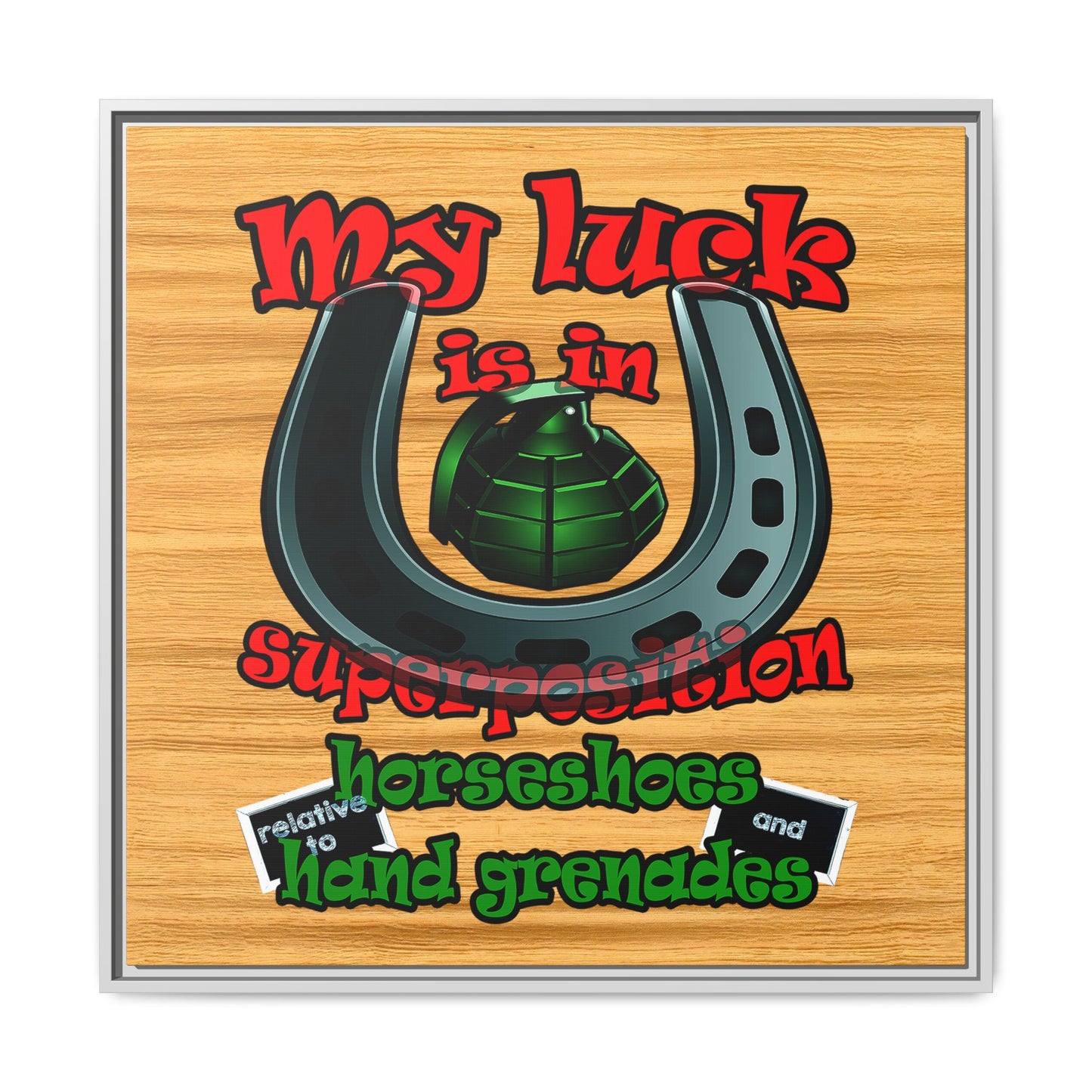 my luck - framed canvas art (butterscotch wood finish)