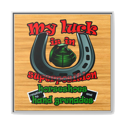 my luck - framed canvas art (butterscotch wood finish)