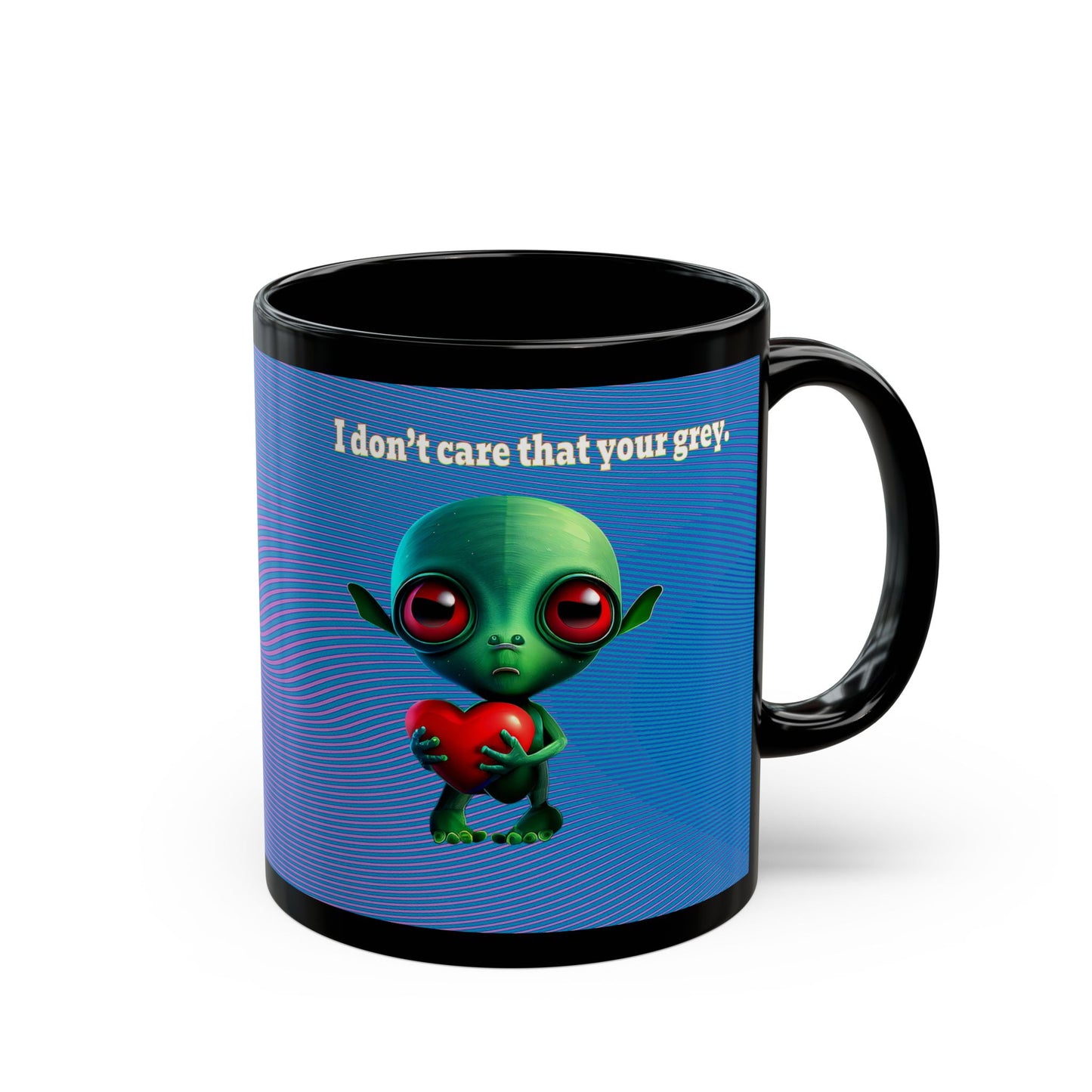 I don't care that your grey - Black Mug (light blue-purple wave)