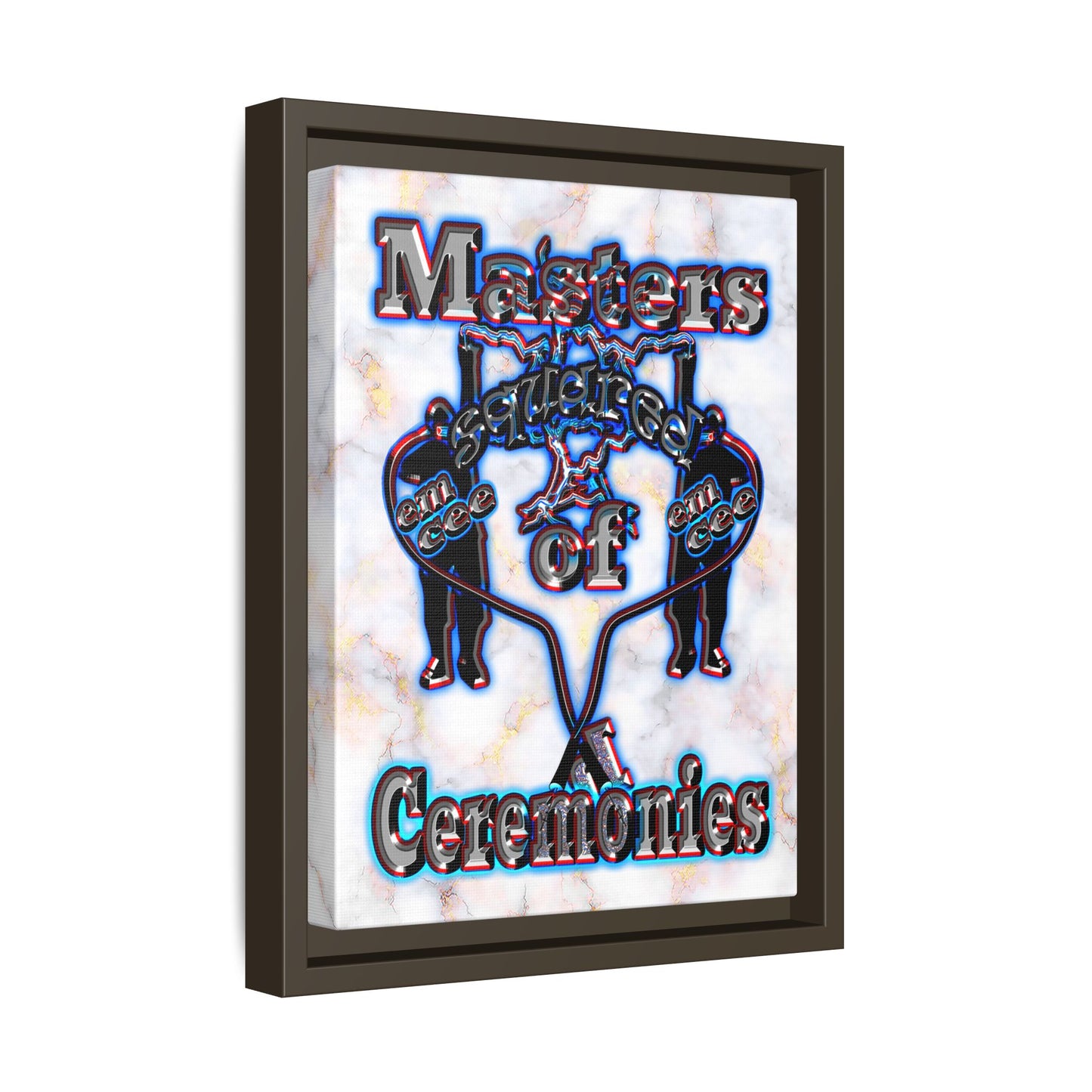 em cee squared - framed canvas art (white marble)