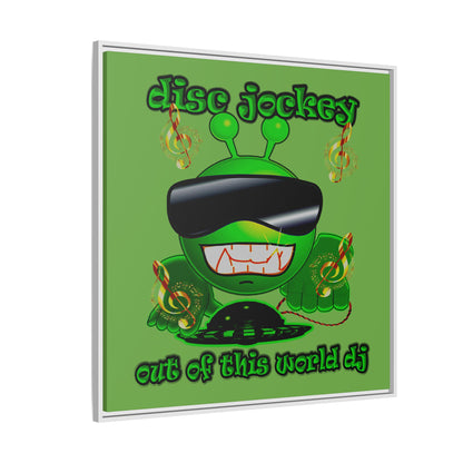 disc jockey - framed canvas art (green)