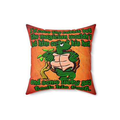 turtle race - Faux Suede Square Pillow - (burnt orange)