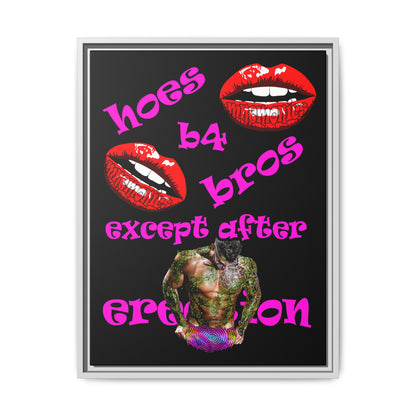 hoes b4 bros - framed canvas art (black)