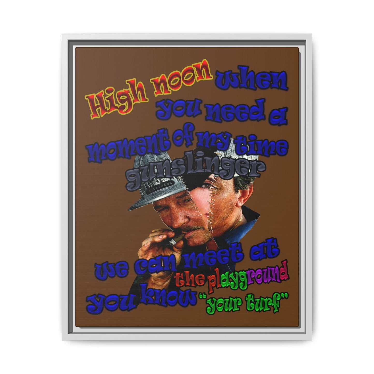 high noon - framed canvas art (brown)