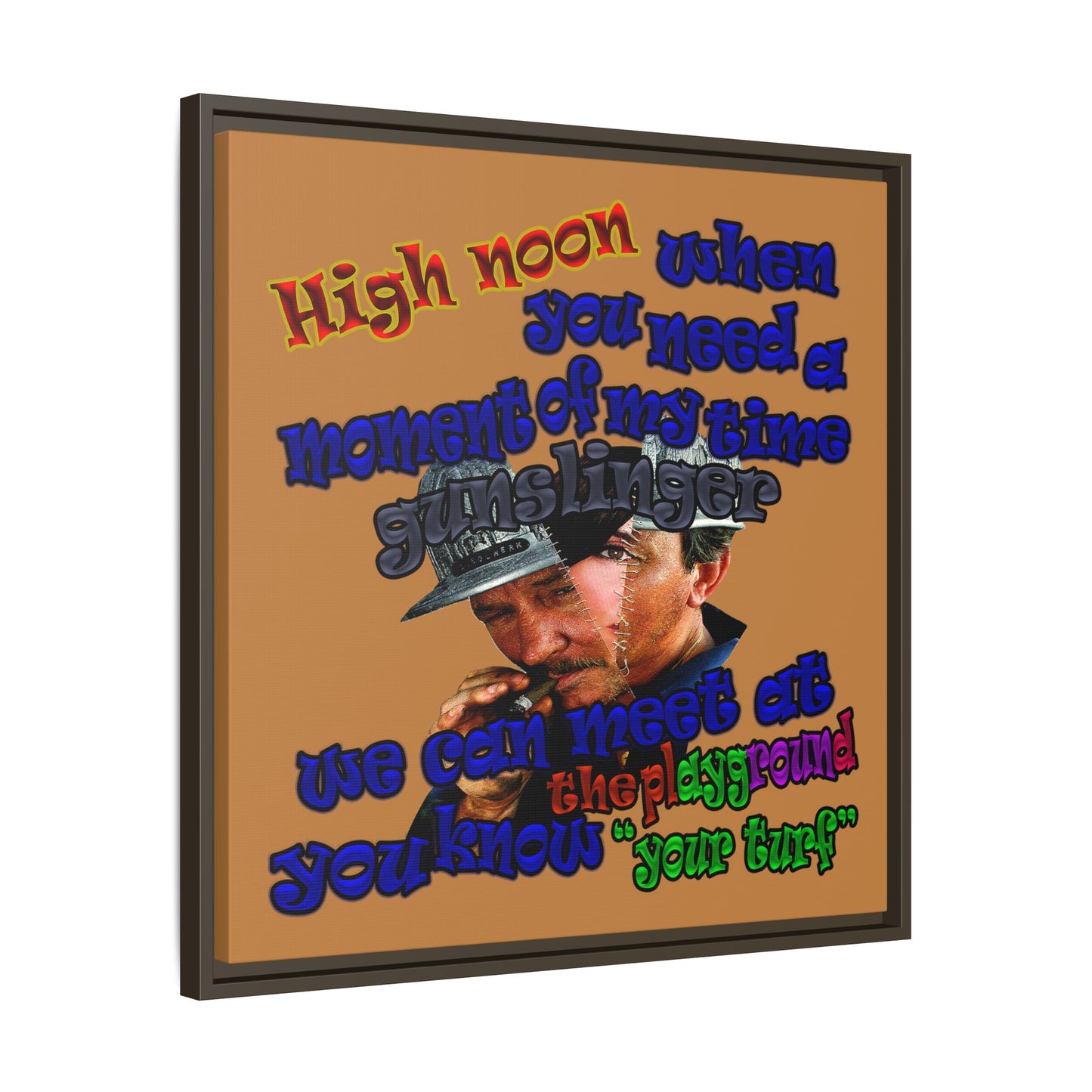 high noon - framed canvas art (light brown)