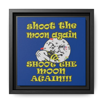 shoot the moon again - framed canvas art (dark blue)