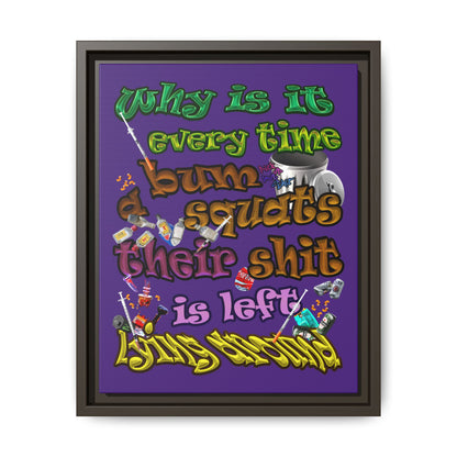the bum's shit - framed canvas art (purple)