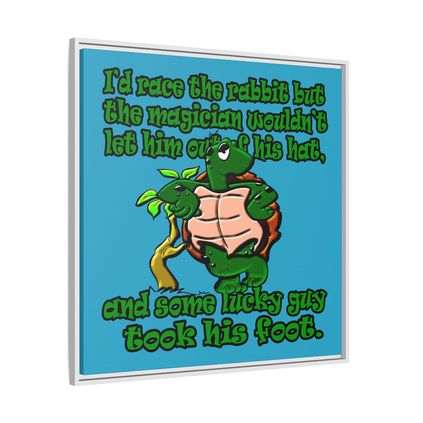 turtle race - framed canvas art (turquoise)