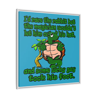 turtle race - framed canvas art (turquoise)