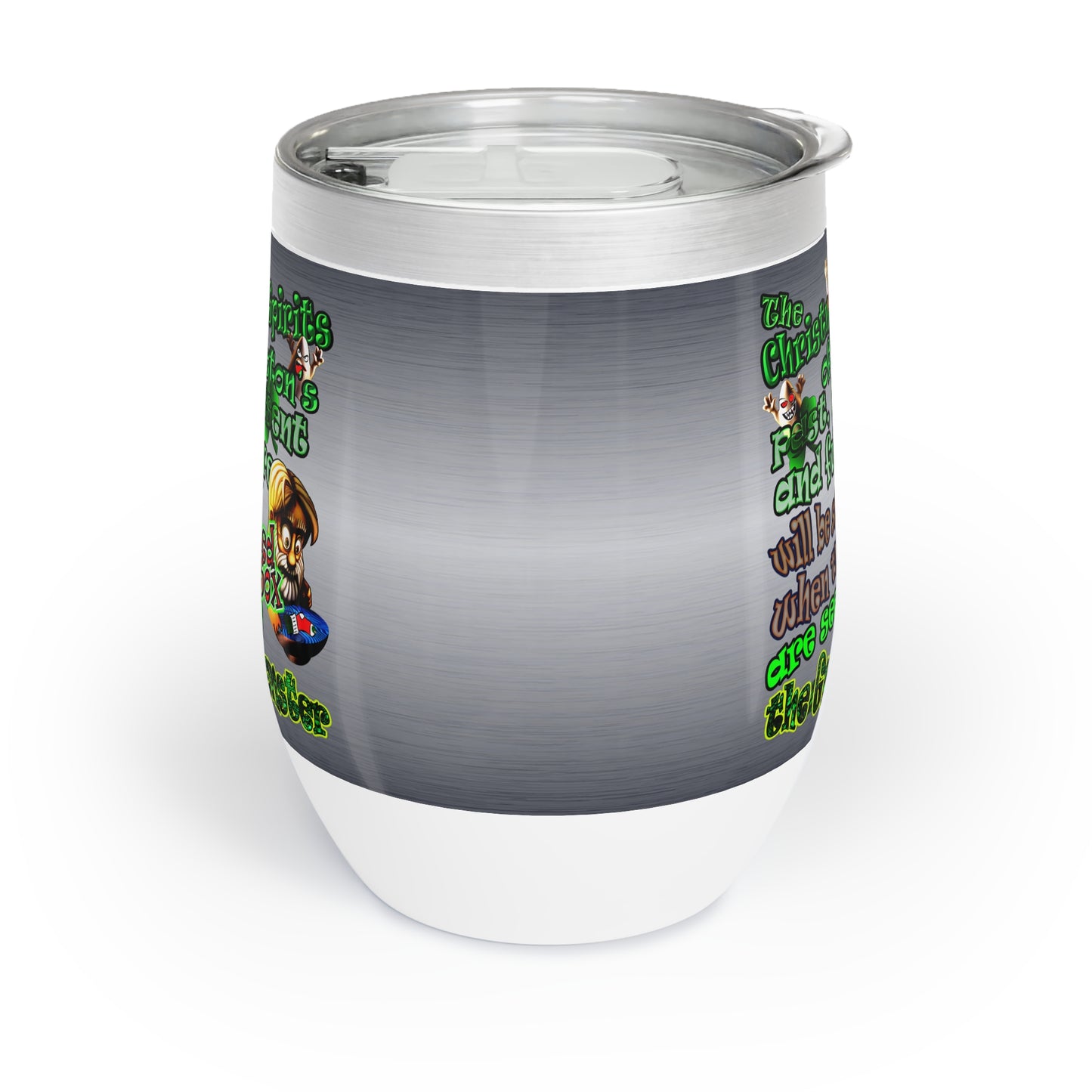 christmas spirits of boston - Chill Wine Tumbler (brushed nickel)