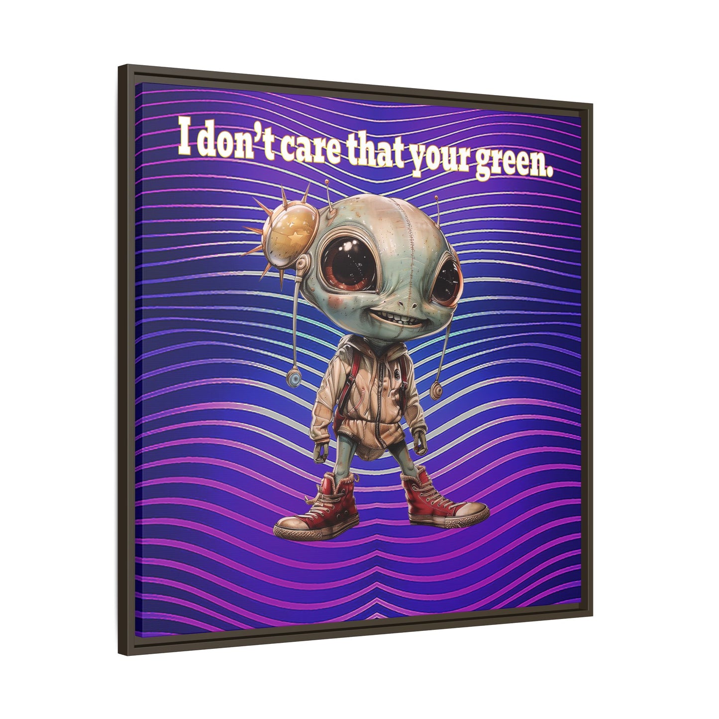 I don't care that your green - framed canvas art (purple wave)