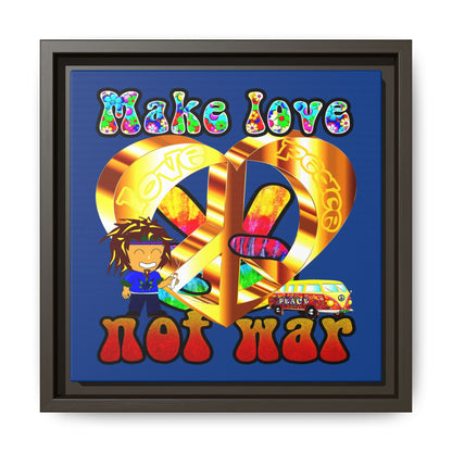 love peace - framed canvas art (dark blue)