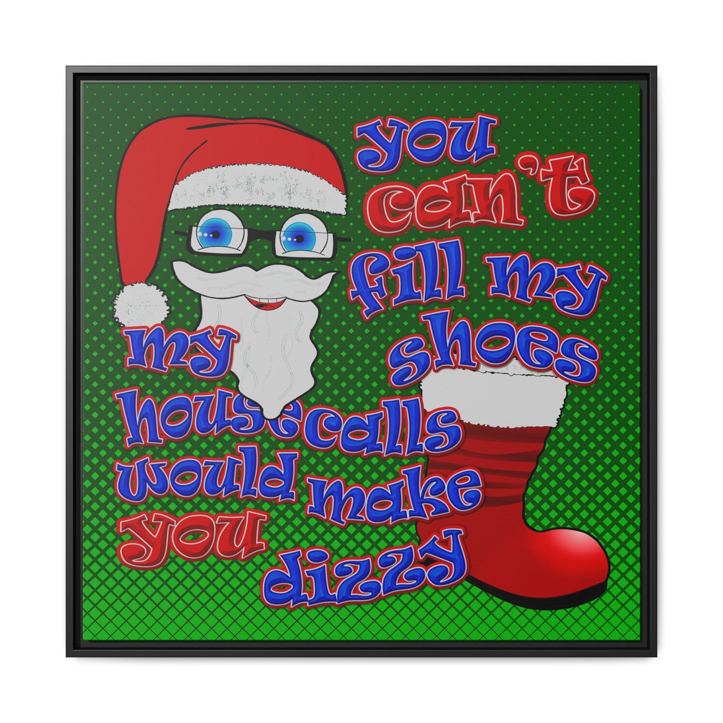 santa's shoes - framed canvas art (logo green)