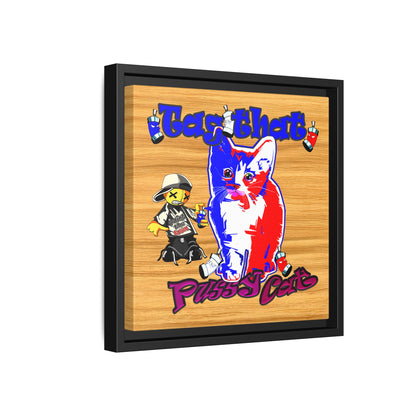 tag that - framed canvas art (butterscotch wood finish)